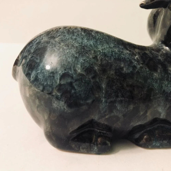 Vintage Cow Figurine  5 Inch Long Ceramic Figure Chip on Ear - Picture 8 of 15